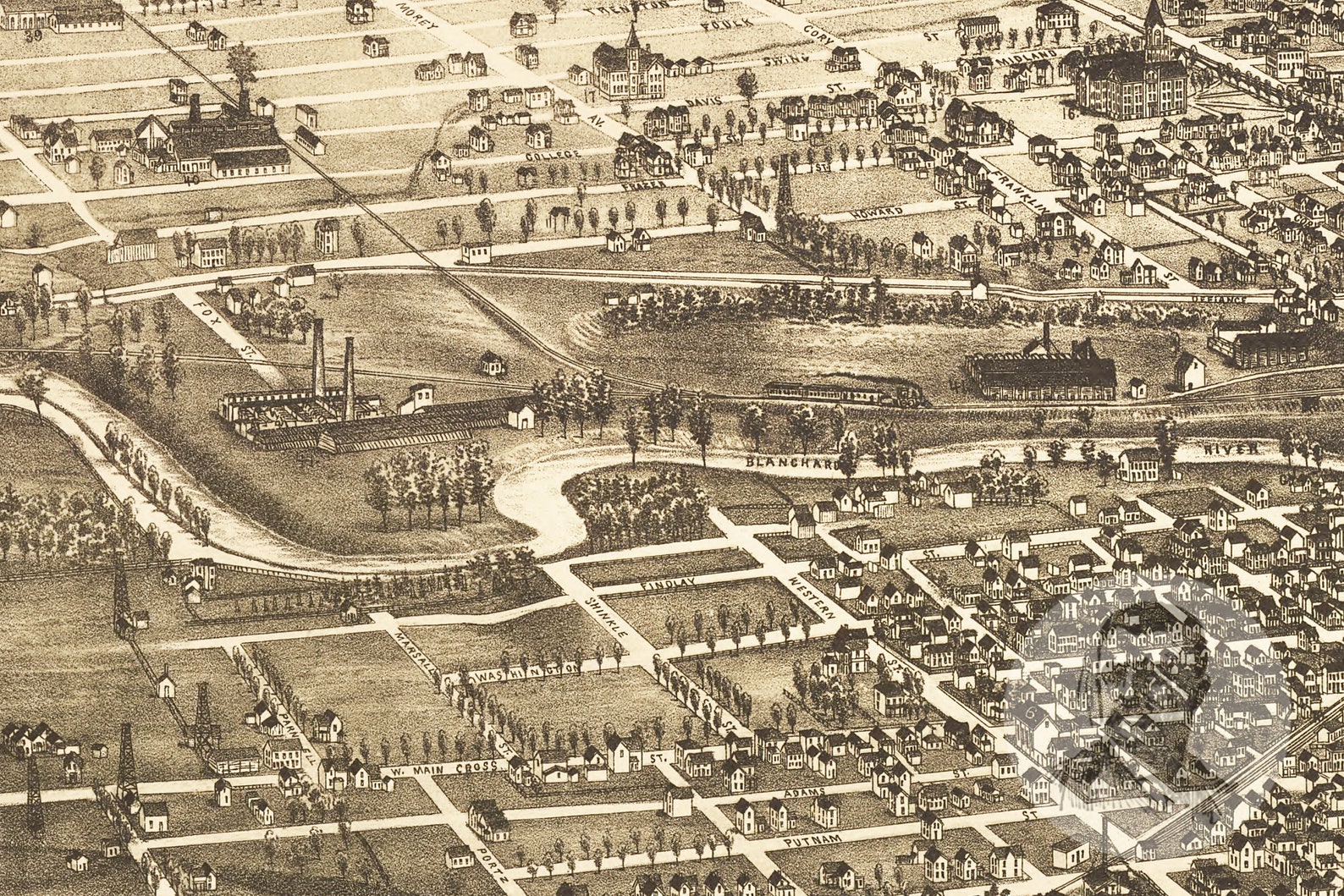 Vintage Findlay Map 1889 Old Map of Findlay Ohio Historical Etsy