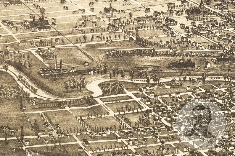 Vintage Findlay Map 1889 Old Map of Findlay Ohio Historical Etsy