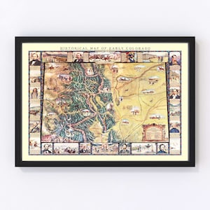 Colorado Map 1935, Vintage Colorado Map, Old Colorado Art, Wall Art Gift for Colorado History Lovers Retro Decor