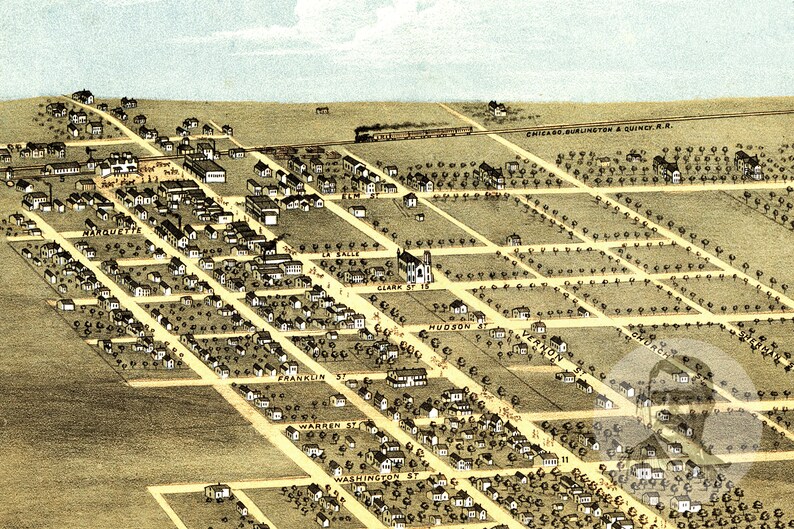 Vintage Princeton Map 1870 Old Map of Princeton Illinois Etsy