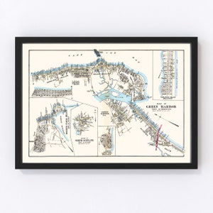 Green Harbor Town Map 1903, Vintage Green Harbor Town Map, Old Green Harbor Town Massachusetts Art, Wall Art Gift for Green Harbor Town Hist