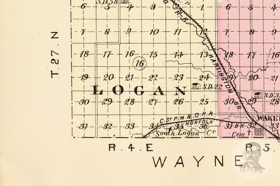 Vintage Dixon County NE Map 1885 Old Nebraska Map Etsy