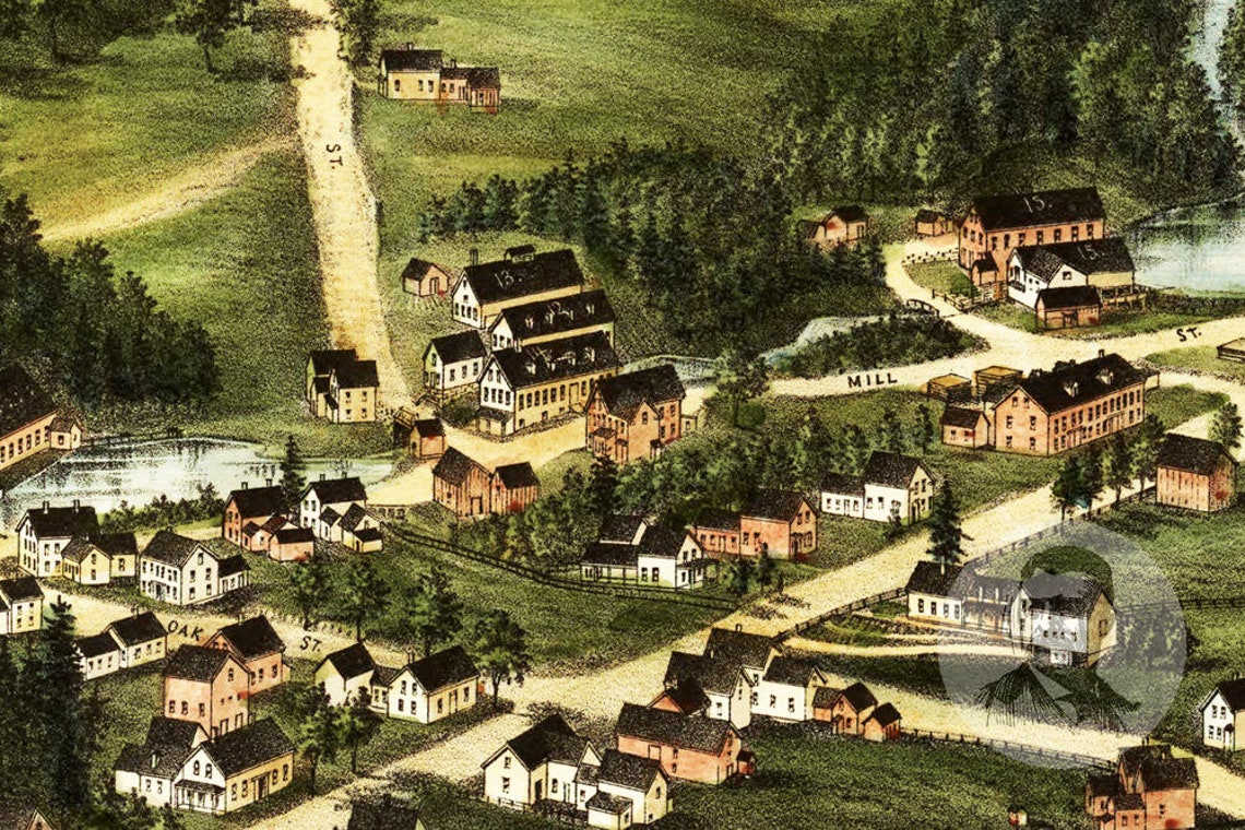 Vintage Bridgton Map 1888 Old Map of Bridgton Maine Etsy