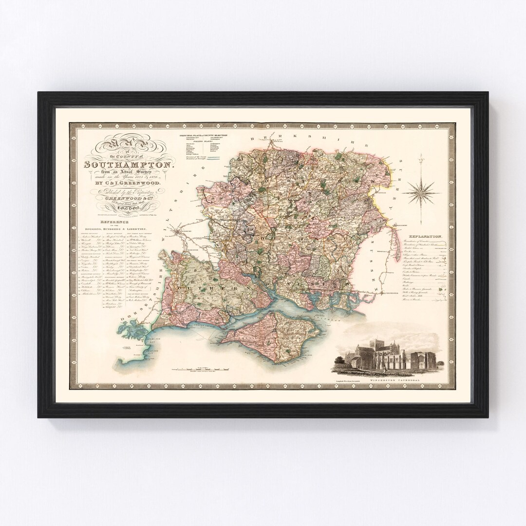 Southampton England Map 1829 Old Map of Southampton England England Art ...