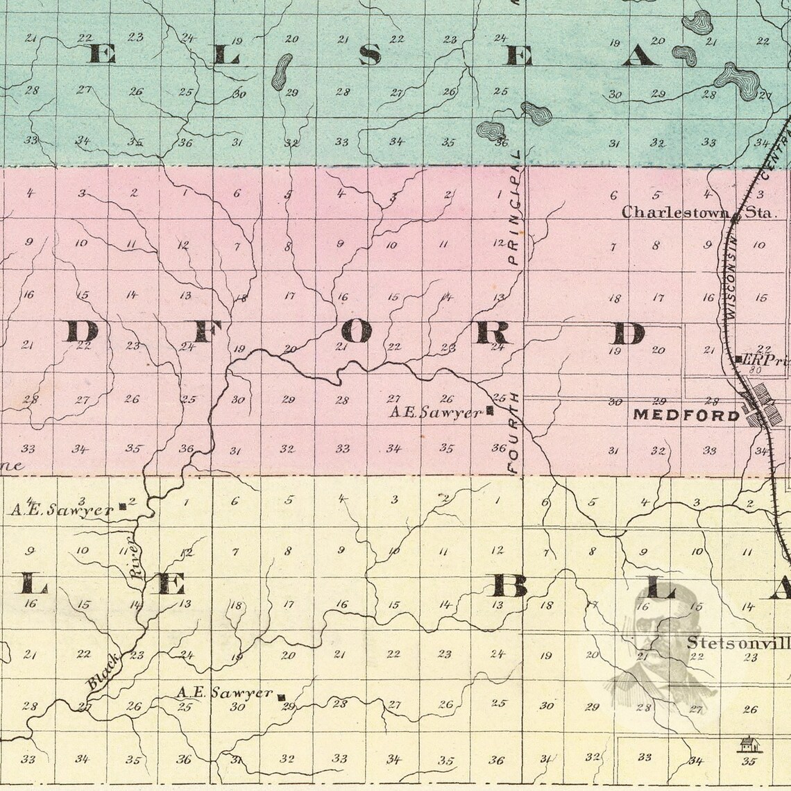 Taylor County Wisconsin Vintage Map From 1878 Old County Etsy