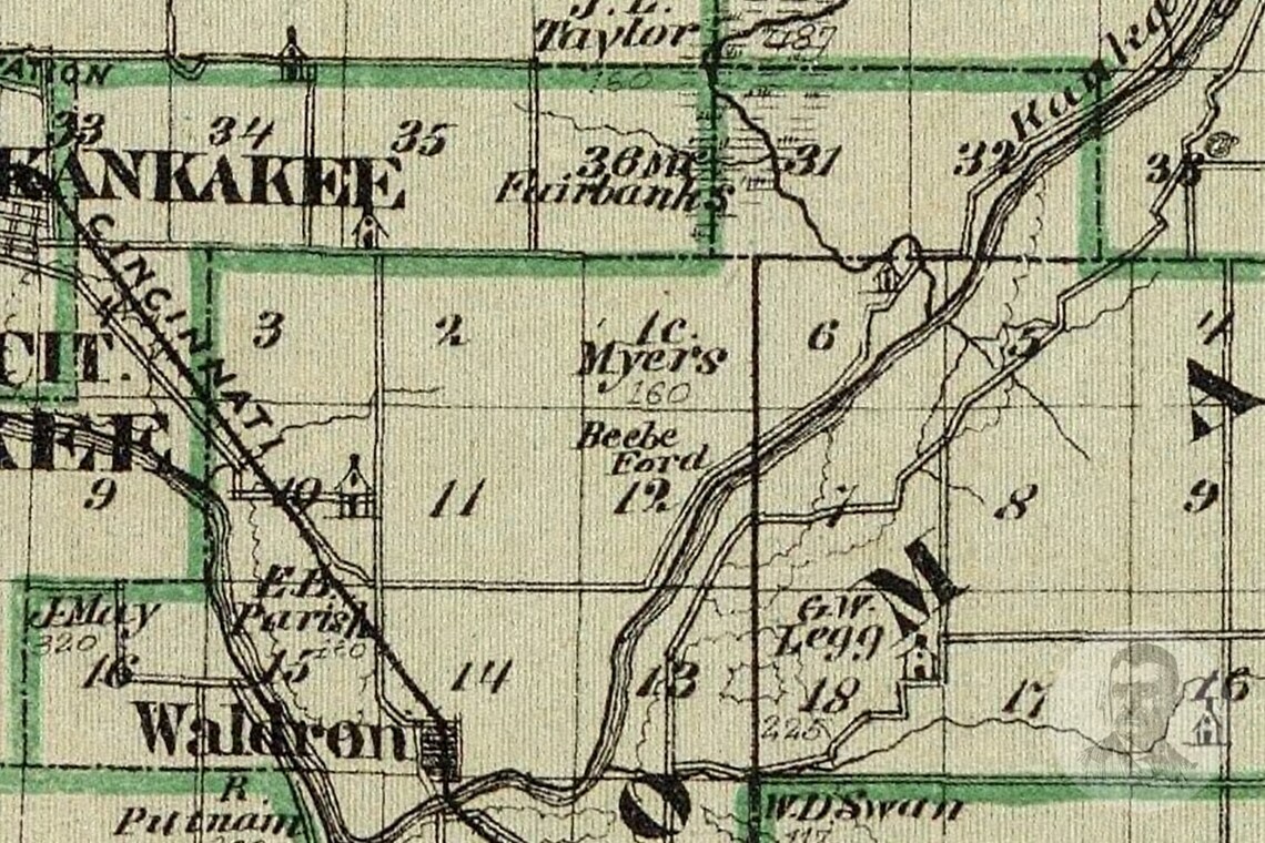 Vintage Kankakee County IL Map 1876 Old Illinois Map | Etsy