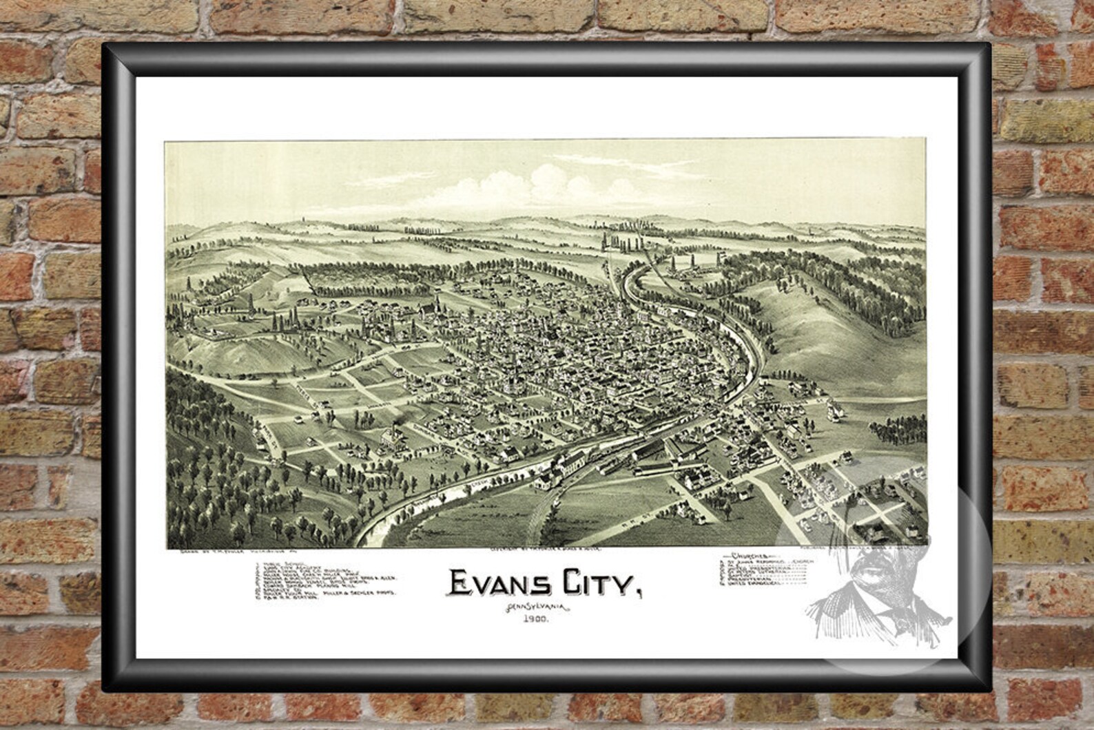 Vintage Evans City Map 1900 Old Map of Evans City Etsy