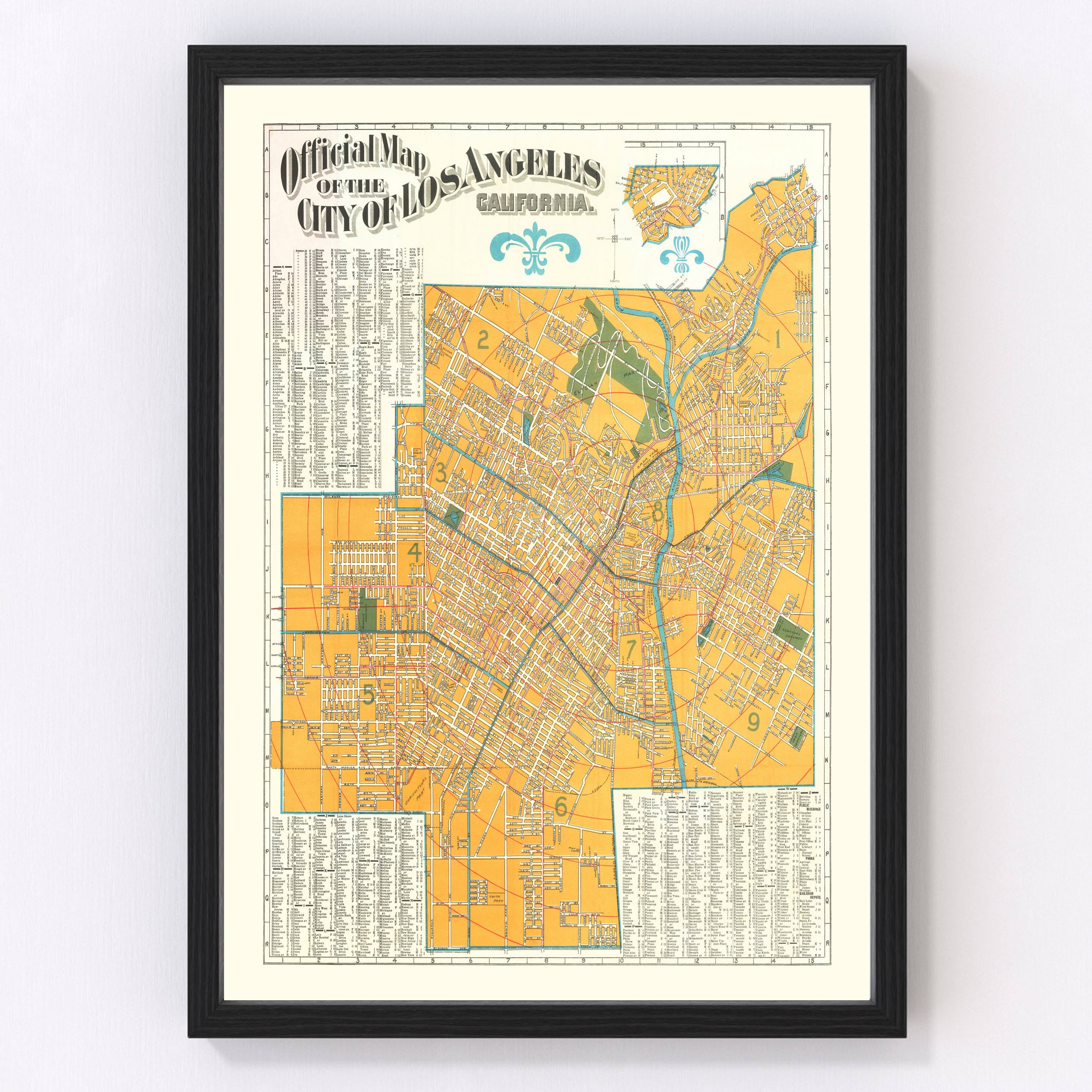 Carte du comté de Los Angeles, Californie, 1880 Ancienne