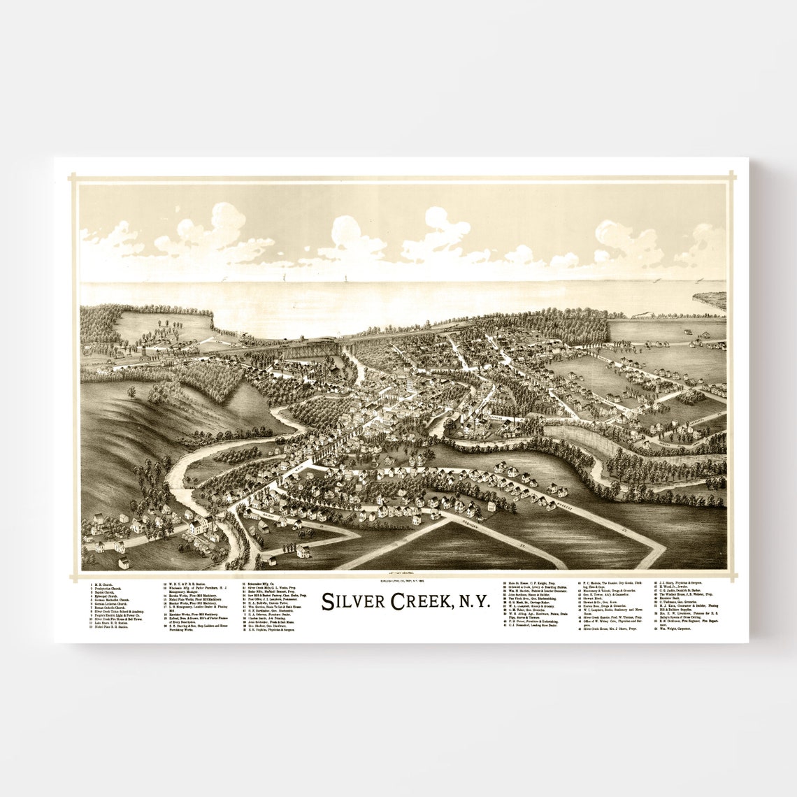 Silver Creek Map 1892 Old Map of Silver Creek New York Art Etsy