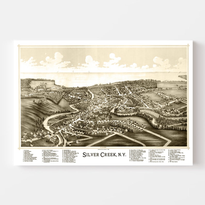Silver Creek Map 1892 Old Map of Silver Creek New York Art Etsy