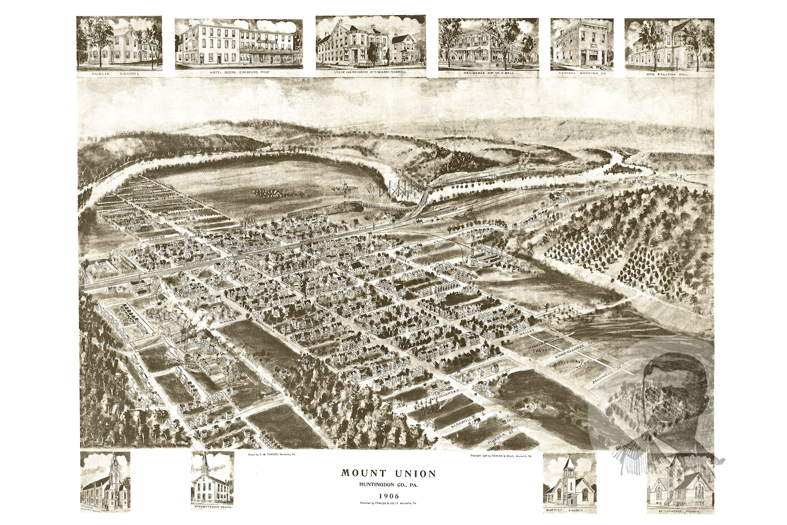 Vintage Mount Union Map 1906 Old Map of Mount Union Etsy