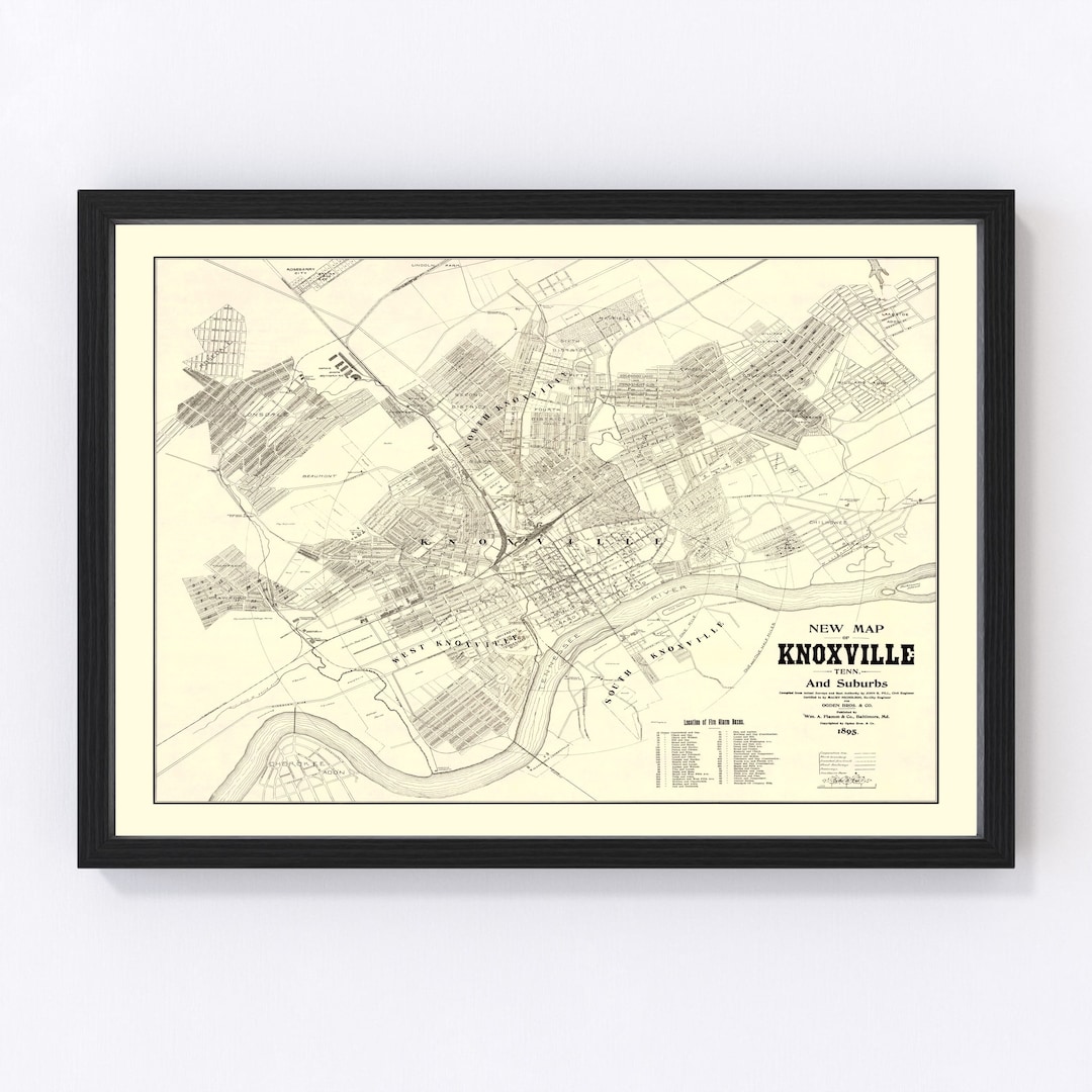Knoxville Map 1895 Old Map of Knoxville Tennessee Art Vintage Print ...