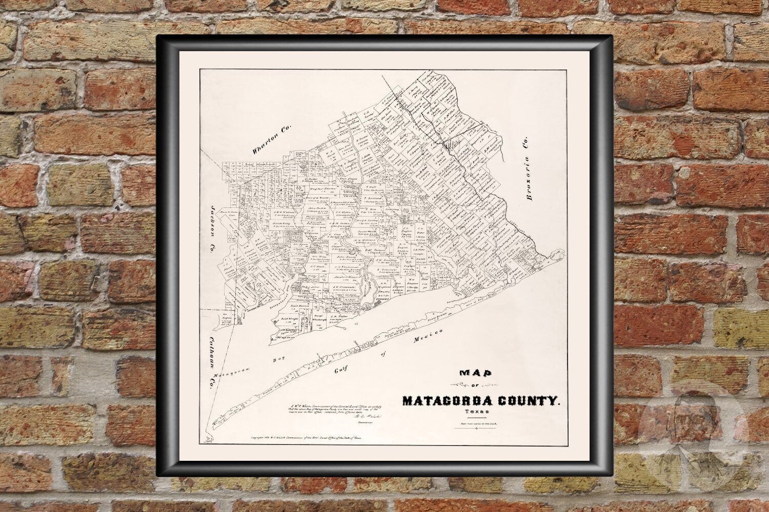 Vintage Matagorda County Map 1879 Old Map of Matagorda | Etsy