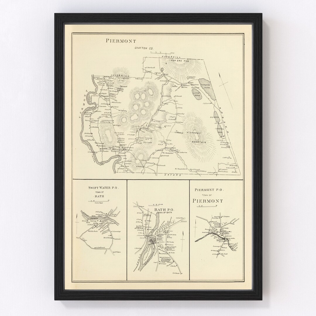 Piermont Map 1892 Old Map of Piermont New Hampshire Art Etsy