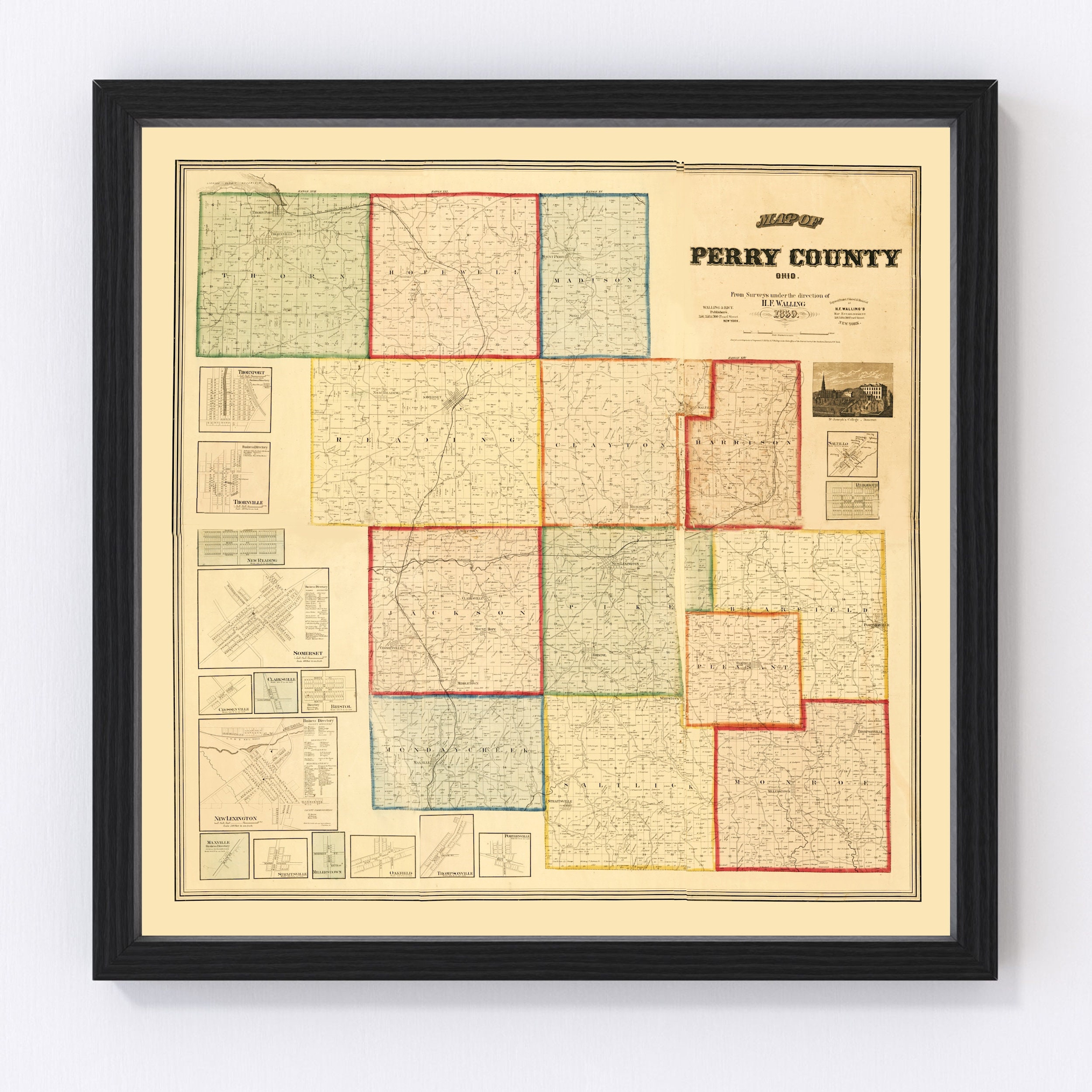 Perry County Ohio Map Perry County Ohio Vintage Map From 1859 Old County Map Art | Etsy Australia