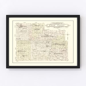 Cedar County Map 1908, Vintage Cedar County Map, Old Cedar County Missouri Art, Wall Art Gift for Cedar County History Lovers Retro Decor