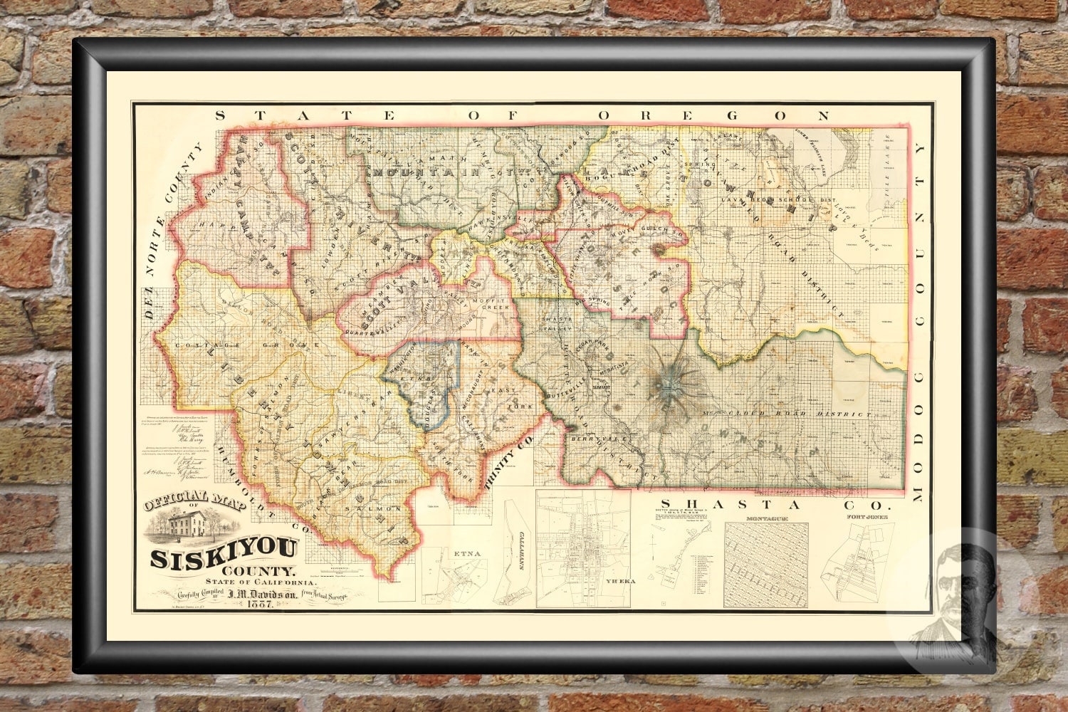 Vintage Siskiyou County Map 1887 Old Map of Siskiyou County Etsy