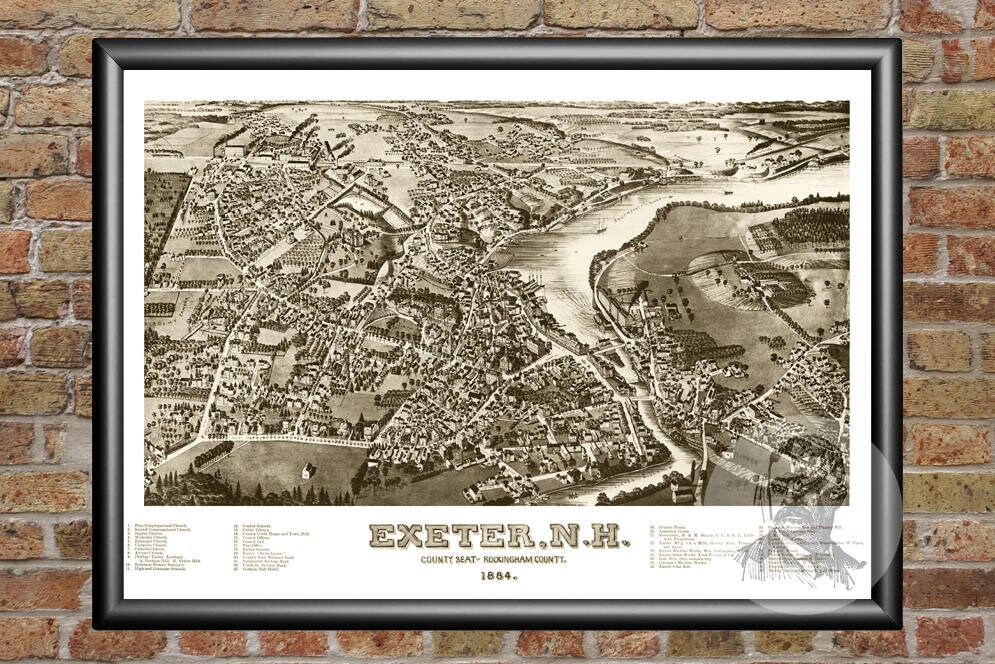 Vintage Exeter Map 1884 Old Map of Exeter New Hampshire Etsy