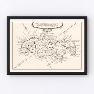 Martinique Map 1780, Vintage Martinique Map, Old Martinique Art, Wall Art Gift for Martinique History Lovers Retro Decor