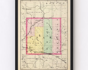 Clare County Township Map Map Of County Clare | Etsy