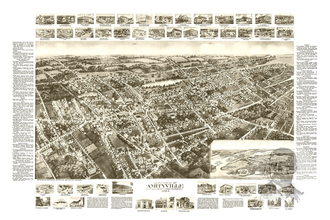 Vintage Amityville Map 1925 Old Map of Amityville New York Etsy