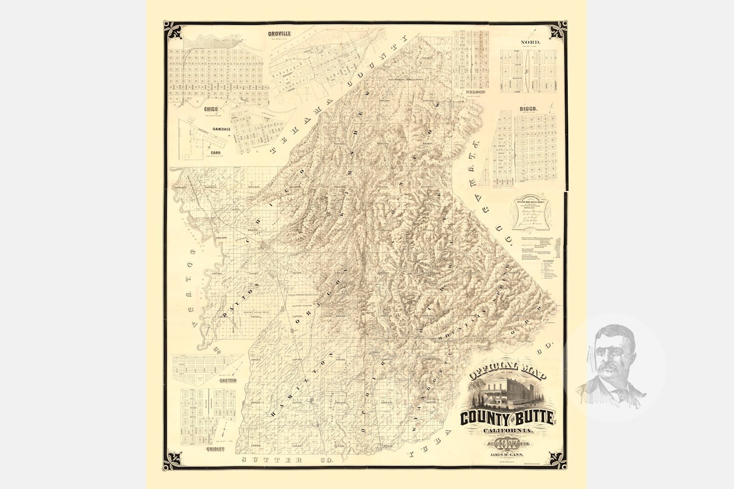 Vintage Butte County Map 1877 Old Map of Butte County | Etsy