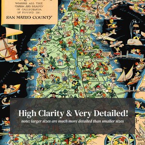 San Mateo County Map 1930, Vintage San Mateo County Map, Old San Mateo County California Art, Wall Art Gift for San Mateo County History Lov Bild 4