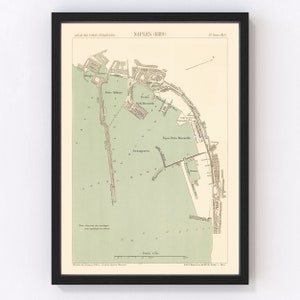Naples Map 1889, Vintage Naples Map, Old Naples Art, Wall Art Gift for Naples History Lovers Retro Decor