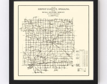 Henry County Map 1911, Vintage Henry County Map, Old Henry County Indiana Art, Wall Art Gift for Henry County History Lovers Retro Decor