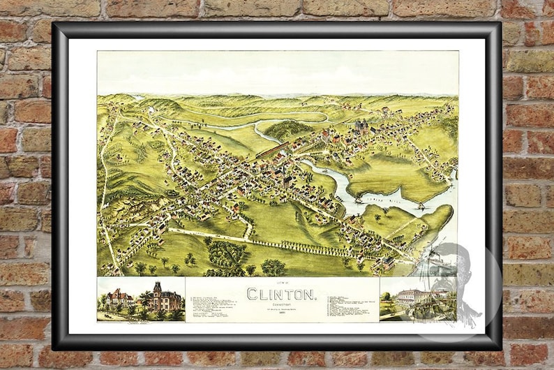 24x36 Vintage Reproduction Historic Map Stafford Springs Connecticut 1878