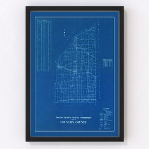 Fountain County Map 1936, Vintage Fountain County Map, Old Fountain County Indiana Art, Wall Art Gift for Fountain County History Lovers Ret