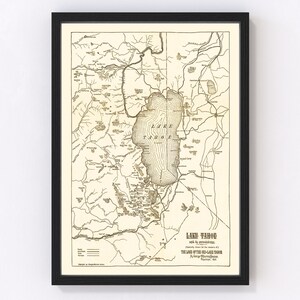 Lake Tahoe Map 1915, Vintage Lake Tahoe Map, Old Lake Tahoe Art, Wall Art Gift for Lake Tahoe History Lovers Retro Decor