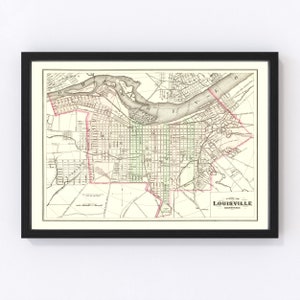 Louisville Map 1875, Vintage Louisville Map, Old Louisville Kentucky Art, Wall Art Gift for Louisville History Lovers Retro Decor