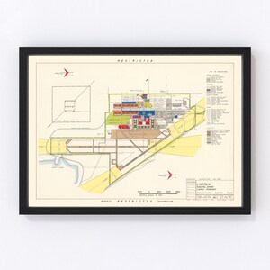 Lincoln Municipal Airport Map 1951, Vintage Lincoln Municipal Airport Map, Old Lincoln Municipal Airport Art, Wall Art Gift for Lincoln Muni