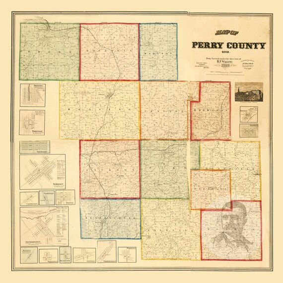 Perry County Ohio Map Perry County Ohio Vintage Map From 1859 Old County Map Art | Etsy Australia