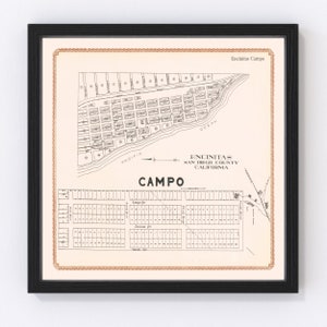 Encinitas Map 1912, Vintage Encinitas Map, Old Encinitas California Art, Wall Art Gift for Encinitas History Lovers Retro Decor