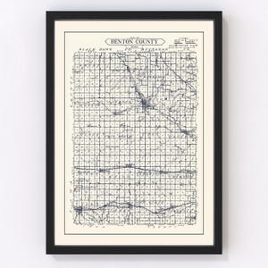 Benton County Map 1930, Vintage Benton County Map, Old Benton County Iowa Art, Wall Art Gift for Benton County History Lovers Retro Decor