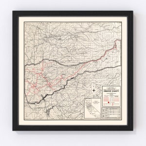 Alpine County Map 1935, Vintage Alpine County Map, Old Alpine County California Art, Wall Art Gift for Alpine County History Lovers Retro De
