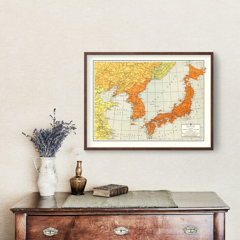 Japan Map 1943, Vintage Japan Map, Old Japan Art, Wall Art Gift for ...