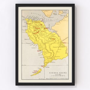 Sierra Leone Map 1862, Vintage Sierra Leone Map, Old Sierra Leone Art, Wall Art Gift for Sierra Leone History Lovers Retro Decor