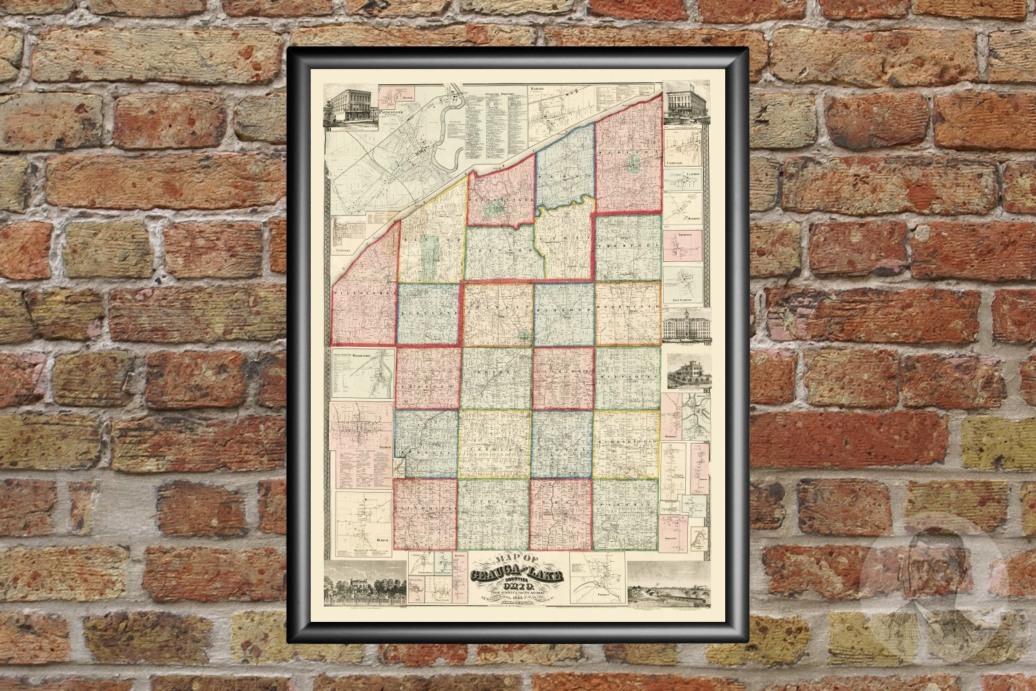 Vintage Geauga County Map 1857 Old Map of Geauga County Etsy