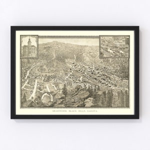 Deadwood Map 1884, Vintage Deadwood Map, Old Deadwood South Dakota Art, Wall Art Gift for Deadwood History Lovers Retro Decor