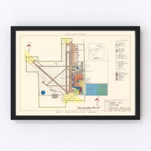May include: A vintage map of Smoky Hill Air Force Base in Salina, Kansas. The map is a preliminary master plan and shows the layout of the base with buildings, runways, and other features. The map is dated 1957 and is marked "Restricted Security Information".