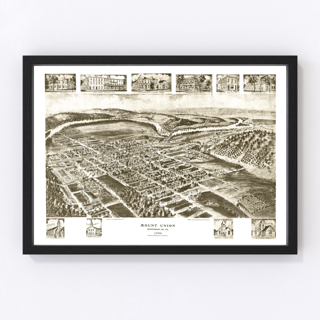 Mount Union Map 1906 Old Map of Mount Union Pennsylvania Art Vintage