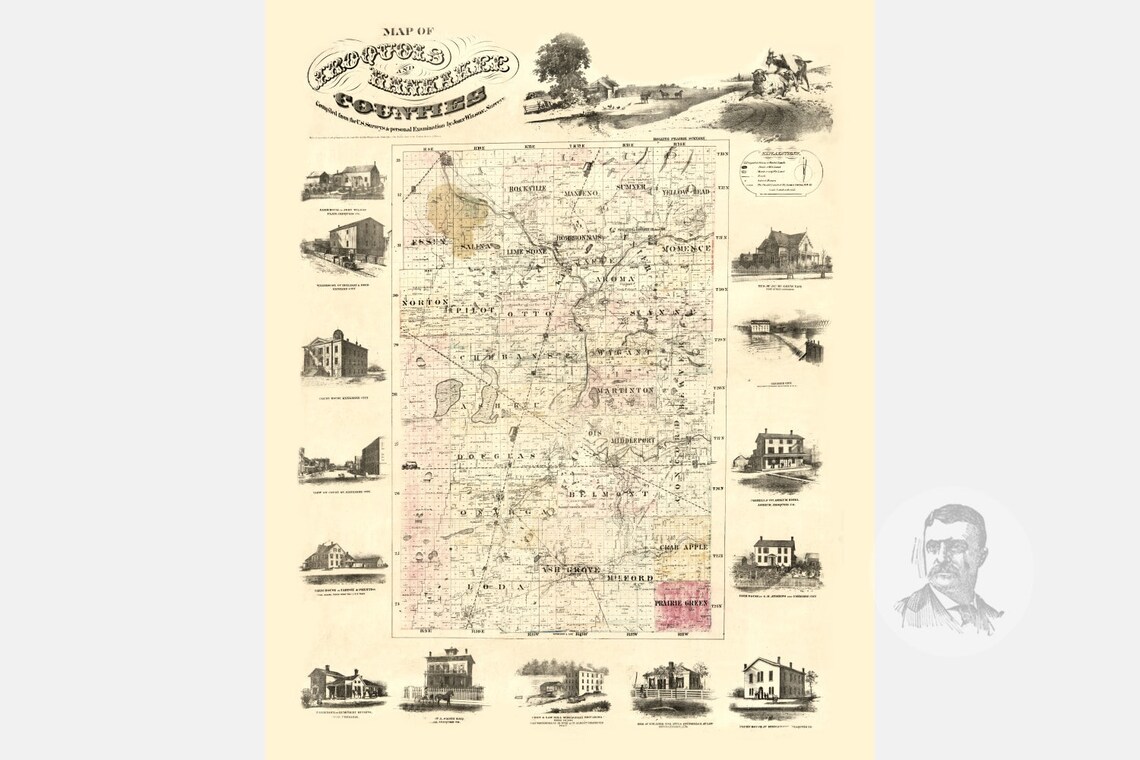 Vintage Iroquois County Map 1860 Old Map of Iroquois County | Etsy