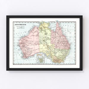 Australia Map 1901, Vintage Australia Map, Old Australia Art, Wall Art Gift for Australia History Lovers Retro Decor