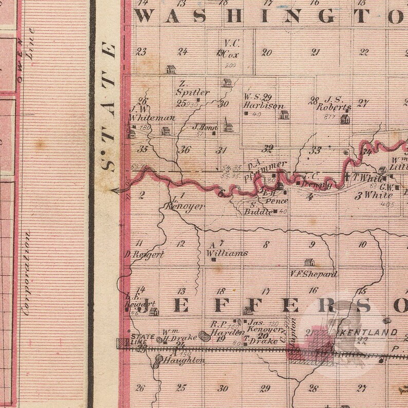 Newton County Indiana Vintage Map From 1876 Old County Map Etsy