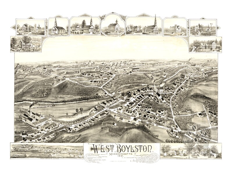 West Boylston Massachusetts Vintage Map From 1891 Old City Etsy