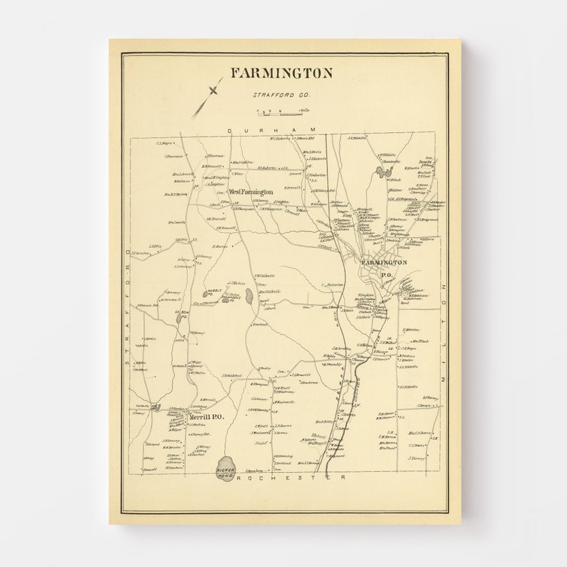 Farmington Map 1892 Old Map of Farmington New Hampshire Art Etsy
