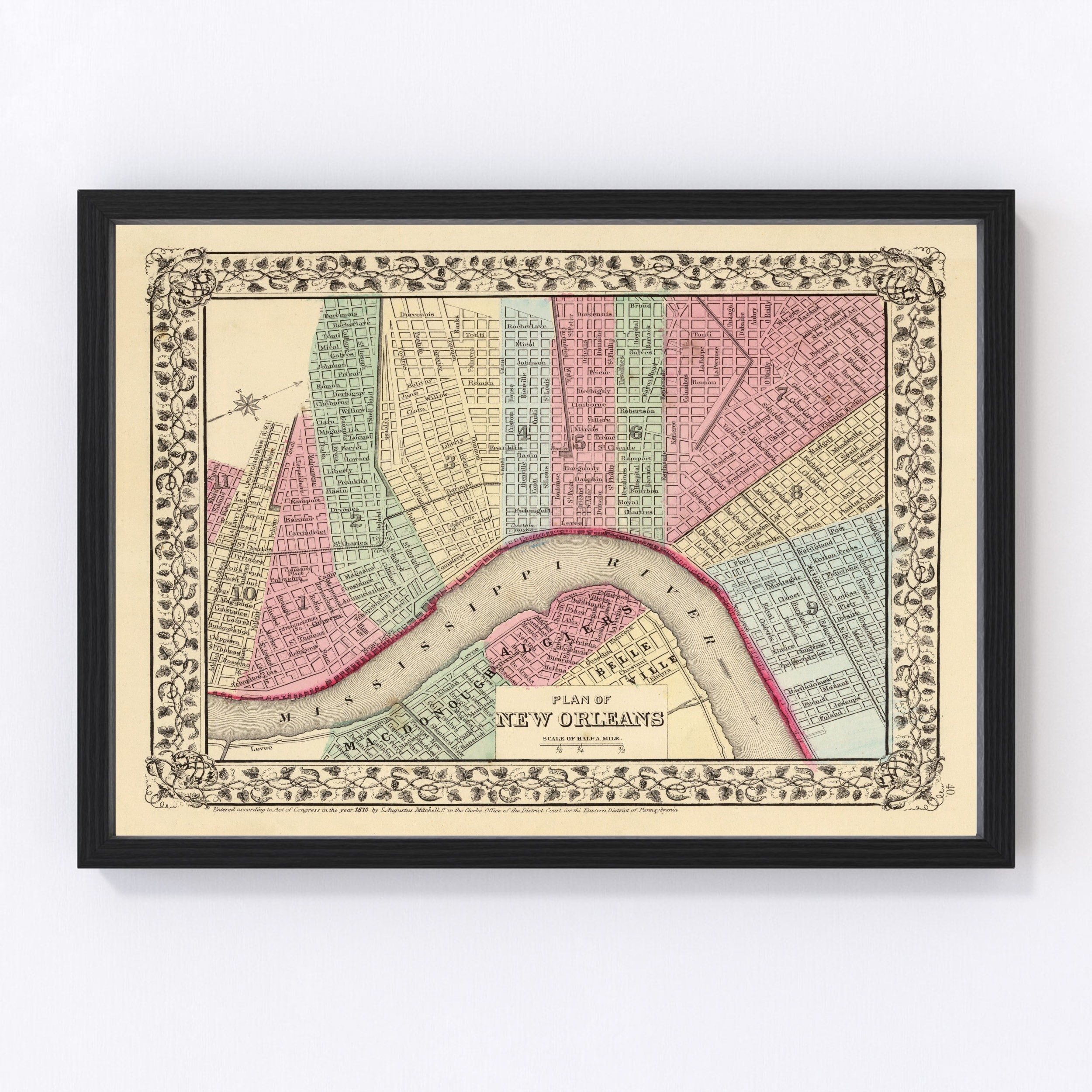 Tene New Orleans Map New Orleans Poster New Orleans Wall Art New Orleans Print New Orleans Wall Map New Orleans City Map 